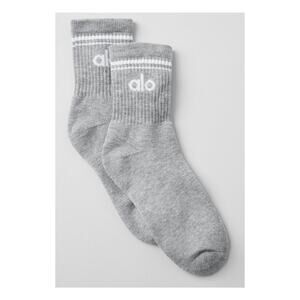 Alo Yoga Unisex Half Crew Socks GREY/WHITE